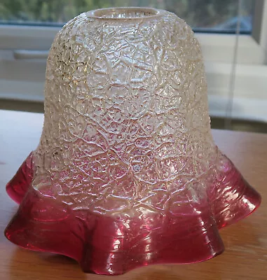 Buy Antique Cranberry Glass Crackle Glaze Lamp Light Shade • 35£