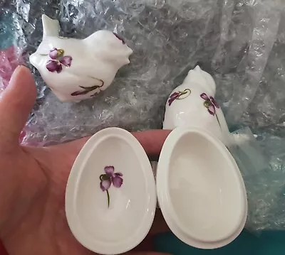 Buy Hammersley Victorian Violets Bone China Job Lot Love Birds Cruet Trinket Box • 20£