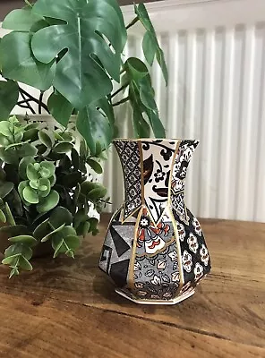 Buy Mason’s Ironstone Appliqué Pattern Small Black & White Ceramic Vase • 15£