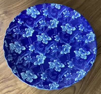 Buy Antique Ironstone Victoria Ware Flow Blue Platter  Floral Cobalt  12.5” Heavy • 9£