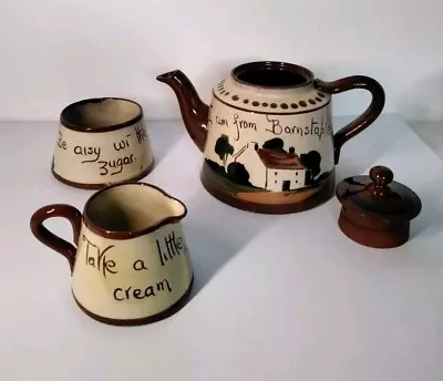 Buy Torquay Ware Set 199  I Cum From Barnstaple  Teapot Sugar Bowl Milk Jug All Mint • 15£