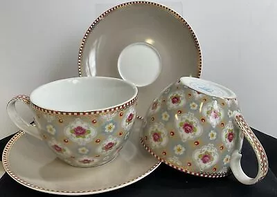 Buy Pip Studio Home Beige Floral Teacup And Saucer Duo • 14.99£