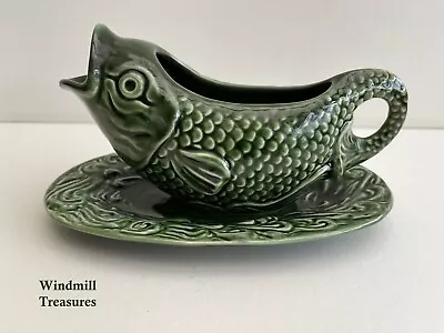 Buy Vintage Sylvac Green Fish Sauce Gravy Boat And Saucer - Great Condition • 14.99£