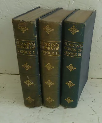Buy Vintage Book Set 1907 The Stones Of Venice John Ruskin Art Architecture Leather • 20£
