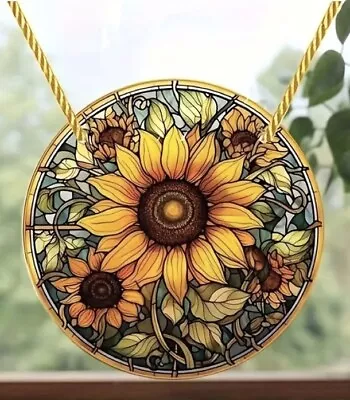 Buy Suncatcher Stained Art Hanging Decoration - Small 2D Sunflower Floral Size 7 Cm • 4.98£