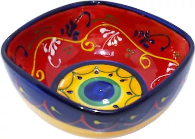 Buy Square Deep Serving Salad Bowl 18 Cm  X 7.5 Cm Spanish Handmade Ceramic Pottery  • 15.99£