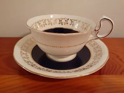 Buy Aynsley England Bone China Tea Cup & Saucer Dark Blue/Gold • 9.34£