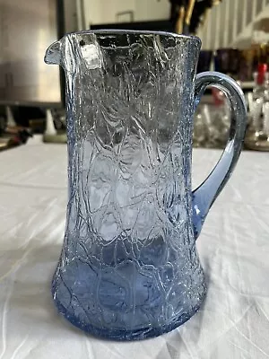 Buy An Interesting Blue Crackle Glass Pitcher 1920s  • 40£