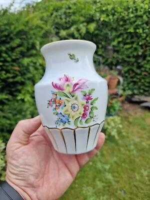 Buy Herend Hungarian Porcelain Flowers Gold Gilt Vase 5.5   • 39.99£