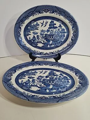 Buy 2 X Churchill England Willow Pattern Oval Serving Plate/ Platter • 34.99£