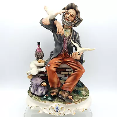 Buy Signed Capodimonte Italian Porcelain Figure A Seated Man With Doves 1750g RARE • 199.99£