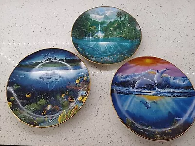 Buy Danbury Mint/Franklin Mint/Hamilton 3 X DOLPHIN Collectable Plates - MINT Cond. • 12.99£