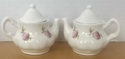 Buy 2 X Vintage Staffordshire Miniature Teapots Fine Bone China Pink Floral Design • 4.99£
