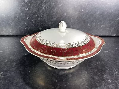 Buy J&G Meakin  Sol Ware Lidded Serving Dish/Tureen Burgundy With Gold • 12.99£