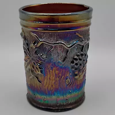 Buy Antique Dugan Vineyard Carnival Glass Tumbler Purple Gold Blue Oil Slick • 35.41£