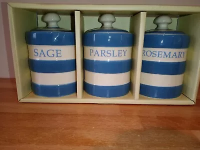 Buy Jar Cannister Lidded Blue & White Stripe, Leonardo Home Vintage, Herbs, Cottage • 24.99£