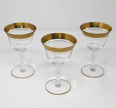 Buy Tiffin-Franciscan Rambler Rose Clear Champagne Sherbet Glasses Optic Gold Set 3 • 24.18£