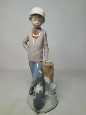 Buy NAO By Lladro AFFECTIONATE PUP 8.8  22.5cm Figurine 0380 Boy Cap Dog Stump • 19.95£