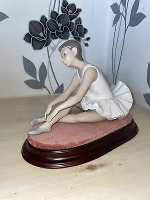 Buy Nao Ballerina, Sitting Slipper Figure With Cushion / Wood Display Stand, VGC • 33.99£