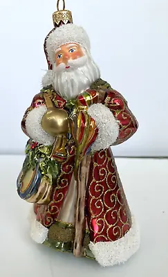 Buy NIB Glassware Art Studio Christmas Glass Ornament Old Fashioned Santa With Bag • 21.39£