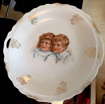 Buy Antique Children Boy And Girl Sandwich Tray/Cake Plate Nursery Room • 25£