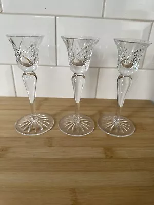 Buy 3 Waterford   Cut Lead Crystal Candle Stick Holders 6.5” Tall. • 65£