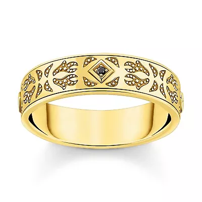 Buy Thomas Sabo Jewellery Herren-Bandring With Pattern Gold Plated TR2455-414-39 • 155.53£