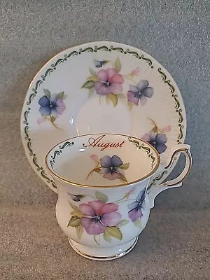 Buy QUEEN'S FINE BONE CHINA Pansy FLOWER OF THE MONTH August Tea CUP AND SAUCER • 13.07£