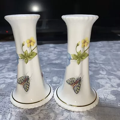Buy Pair Of Aynsley Fine Bone China England Nature's Delights Candlesticks. VGC • 12.50£