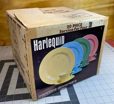 Buy 20 Pc Set Homer Laughlin Harlequin Service For 4 Original Box Ironstone VG+ • 241.37£