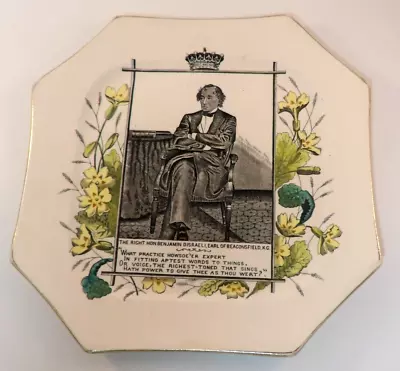 Buy Antique Commemorative Hexagonal Wallis Gimson Benjamin Disraeli Plate 1880s VGC • 15.99£