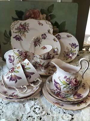 Buy Vintage Pink Tuscan China Teaset For 4 -Montrose Pattern -teacups Tulips Roses • 75£