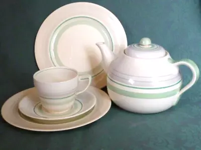 Buy Antique Gray's Pottery Art Deco Green Band - Teapot, 2 Side Plates, Cup + Saucer • 32£