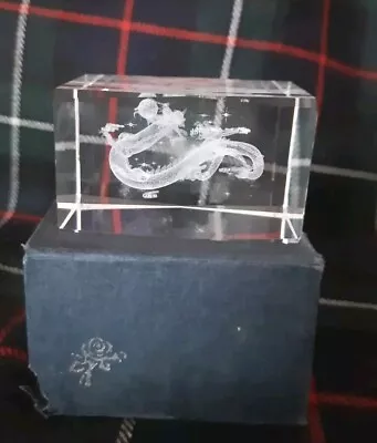 Buy Crystal Glass Etched Cube Paper Weight Dragon • 0.99£