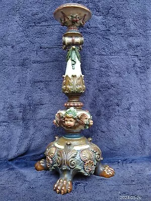 Buy Beautiful Antique Majolica C19th Angels Cherubs Putti Pottery Candlestick Holder • 76£