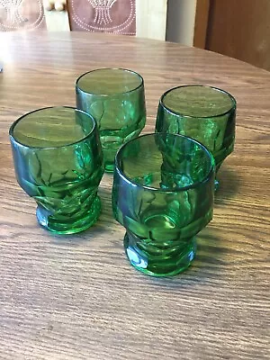 Buy 4 Vintage Anchor Hocking Georgian Forest Green Flat Tumbler Honeycomb  • 32.15£