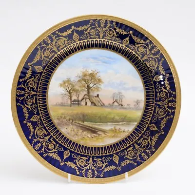 Buy Antique Wedgwood China Hand Painted Dessert/Cabinet Plate Thatched Cottage River • 89.99£