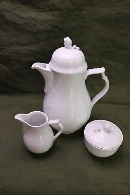 Buy Kaiser Coffee Pot Creamer Sugar Bowl Lids Dubarry All White Porcelain German • 77.49£