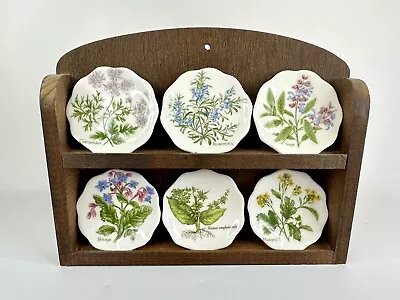Buy Vintage 6 Miniature Bone China Decorative Floral Plates In Wooden Display Case • 23£