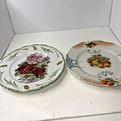 Buy Two Bavarian China Transfer And Handpainted  Decorative 7 1/2” Footed Plates • 13.97£