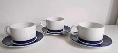 Buy 3 X Retro Arklow Pottery Coffee Cups And Saucers Blue Don Mid-century 1960s  • 19.99£