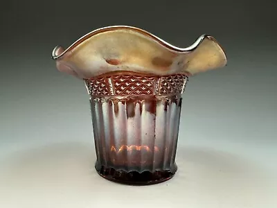 Buy Antique Amethyst Carnival Glass LUSTRE FLUTE Ruffled Hat Vase By Northwood C1909 • 27.96£