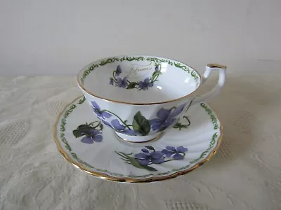 Buy Royal Kendal Bone China Cabinet Cup & Saucer Violets Floral February • 11.99£