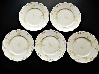 Buy Antique Flower Plates 5 W. H. Grindley & Co England Semi-porcelain Luncheon • 14.90£