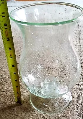 Buy Gorgoeus Large Clear Heavy Crackle Bubble Glass Candle Stick Holder Vase • 18.63£