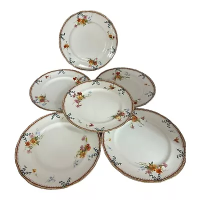 Buy Doulton Burslem Dinner Plates X 6 1897 Rare Antique Victorian Floral 10.5  A9478 • 39.99£