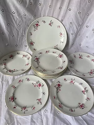 Buy ANTIQUE CROWN STAFFORDSHIRE CHINA Dessert Set -Side PLATES X 11  With Cake Plate • 36£