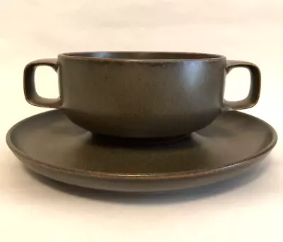 Buy Vintage Rosenthal Studio Line Kaari Two Handled Soup Bowl & Saucer In Brown 1970 • 10£