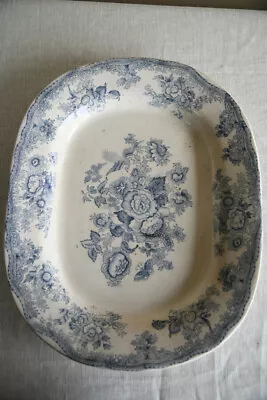 Buy Antique Blue & White Floral Platter Serving Meat Plate Tableware • 95£