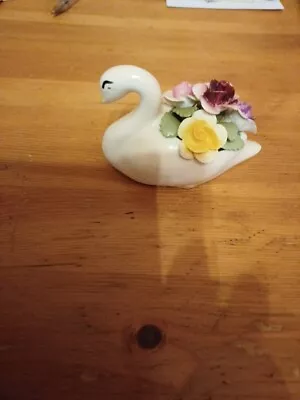 Buy A Cute Staffordshire Royale Fine  Bone China Swan & Flowers And Named Abbydean. • 15£